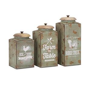 Moderno antiguo Vintage granja cocina uso Metal decorativo con pintado a mano diseñador Storager cajas de estaño - Product Image 6