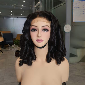 Venta caliente SDD 5x5 pelucas delanteras de encaje 12A cutícula cruda alineada vendedores de cabello vietnamita huevo rizado pelucas de cabello humano hinchables - Product Image 2