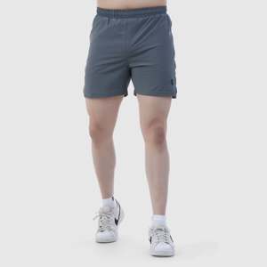 Double <b>Edge</b> Sporty Cargo Shorts with Elastic Waist 100% Polyester Cotton 5 Inches Inseam Grey with Hot Pattern Logos <b>Decoration</b> - Product Image 1