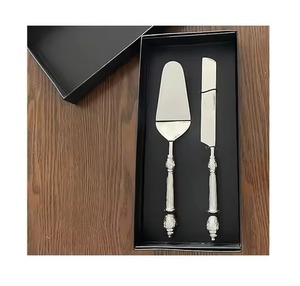 Brass <b>cake</b> <b>server</b> set hammered stainless steel blade with gold handle - Product Image 6