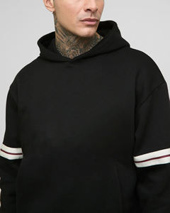 2025มาใหม่ฤดูใบไม้ร่วงและฤดูหนาวเสื้อฮู้ดโอเวอร์ไซส์ธรรมดาพร้อมแผ่นแขนเสื้อฮู้ดพิมพ์โลโก้ DTG แบบกำหนดเองระบายอากาศ - Product Image 2