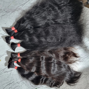 Cheveux naturels indiens en vrac, lisses, noirs, soyeux, de type Temple Remy, provenant d'un seul donneur, cheveux humains en vrac, lisses - Product Image 2