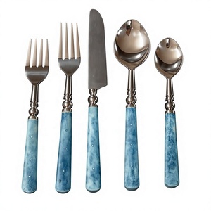 Modern Luxury Stainless Steel <b>Cutlery</b> <b>Set</b> Plated Silver Finish Sky Blue Bone Handles Stocked Home Wedding Flatware <b>Sets</b> - Product Image 1