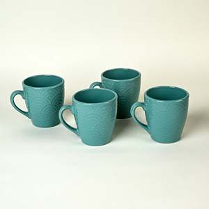 Tasses à café en céramique 3D effet mousse marine au design moderne (lot de 4) 200-360 ml en grès, compatibles lave-vaisselle pour chocolat chaud et autres boissons - Product Image 2