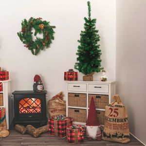 Albero di Natale Verde Alto 120 cm, Casa di Babbo Natale, Dimensioni Personalizzabili, Decorazioni Natalizie con Rami Flessibili in Plastica Artificiale - Product Image 1