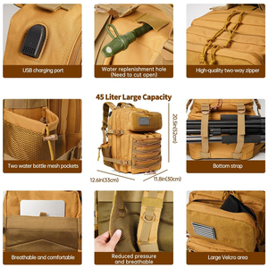 Mochilas tácticas con logotipo personalizado para senderismo, camping y viajes con ajuste ajustable de malla transpirable y etiquetas personalizadas - Product Image 3