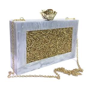 กระเป๋าคลัทช์สำหรับผู้หญิงที่มีดีไซน์หรูหราและผิวขัดเงาเรียบเนียน กระเป๋าคลัทช์เรซิ่นทำมือสุดหรูสำหรับงานปาร์ตี้งานแต่งงาน - Product Image 1