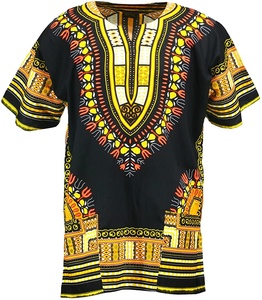 Chemise à manches courtes en coton 100% léger et respirant, imprimé Dashiki, pour adultes unisexes, vêtements traditionnels, occasions spéciales - Product Image 1
