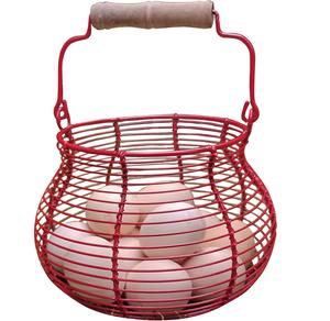 Soporte para Huevos de Hierro Vintage con Diseño Sostenible para Decoración de Cocina, Acabado Rojo, Almacenamiento y Exhibición Multifuncional de Huevos - Product Image 1