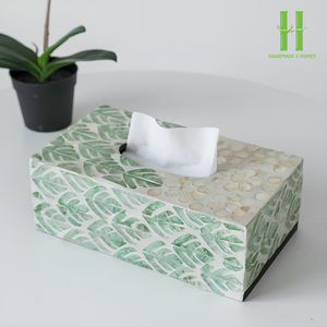 Produit de haute qualité en gros de nacre et incrustation de résine boîte à mouchoirs vadrouille résine porte-mouchoirs OEM fabriqué au Vietnam - Product Image 3