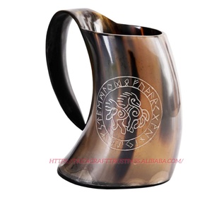 Auténtica taza de cuerno vikingo jarra pulida a prueba de fugas y olores para cerveza o decoraciones de Halloween artesanías naturales hechas a mano - Product Image 2