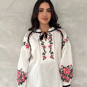 Nouvel arrivage de vêtements bohèmes de qualité supérieure avec broderie ukrainienne Vyshyvanka Designs robes en lin avec glands manches longues casual - Product Image 1