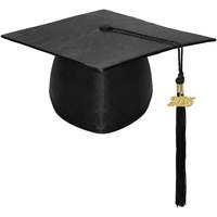 Robe et toge de graduation pour enfants de l'école primaire, de qualité supérieure, noir mat, uniforme scolaire premium