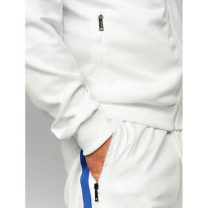 Survêtement en velours pour homme Blanc Brodé Teint uni Écologique Respirant Fermeture éclair - Product Image 4