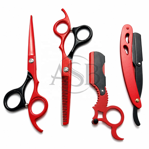 Kit de Belleza con Logotipo Personalizado Rojo y Negro, Kit de Peluquería, Kit de Salón de Belleza, Tijeras y Navajas de Acero Inoxidable para Estilistas, Gran Venta - Product Image 1