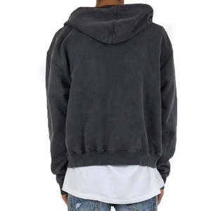 quality French Terry Thick Heavy Cotton Blank 400g Mens Acid Wash Oversized vintage Hoodie Double Zipper acid wash hoodie men - Product Image 4