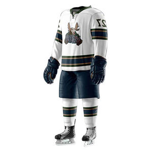 Pull à col en dentelle à manches longues Maillot de hockey sur glace entièrement sublimé avec short Personnalisé Vente en gros Fabricant d'uniformes de hockey sur glace - Product Image 5