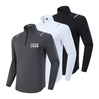 Sudadera de media cremallera para hombre, ropa deportiva activa de secado rápido, camisetas deportivas para hombre, camisetas atléticas para correr, entrenamiento, camisetas de manga larga para gimnasio para hombre 2024