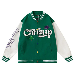 Premium Quality Women's Varsity <b>Jackets</b> Customized Logo Printing Stand Collar Letter Pattern Full Sleeves Streetwear OEM - Product Image 1