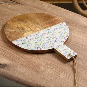 Tabla de Cortar Redonda de Madera de Acacia y Resina de Lujo, Diseño de Olas del Océano, Tabla de Queso de Resina, Tabla de Cortar Ecológica con Mango - Product Image 3