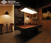 Conception complète de magasin : Bar et café haut de gamme sur le thème des jeux, mobilier sur mesure pour pubs de prestige, comptoir de bar en bois décoratif