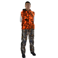 Chaleco de Caza con Estampado de Camuflaje Naranja para Hombre, Sin Mangas, de Poliéster Transpirable, para Verano