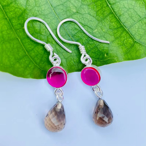 Pendientes de Plata de Ley 925 con Cuarzo Ahumado, Piedra Preciosa de Cuarzo Natural, Joyería Hecha a Mano, Regalo para Ella, Elegantes Pendientes Colgantes - Product Image 1