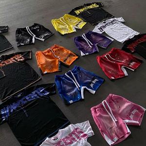 Conjunto corto de verano para hombre, camiseta de manga corta, conjuntos de pantalones cortos, dos piezas, logotipo personalizado, conjunto de chándal informal de verano para hombre, transpirable - Product Image 5