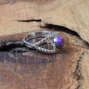 Anillos de promesa de Plata de Ley 925 púrpura para mujer, joyería de cobre turquesa hecha a mano para bodas - Product Image 3