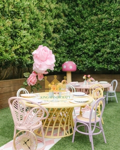 Modern Colorful Round Rattan Outdoor Safety Set Table and <b>Chairs</b> for <b>Kids</b>-for Gatherings and Parties - Product Image 3