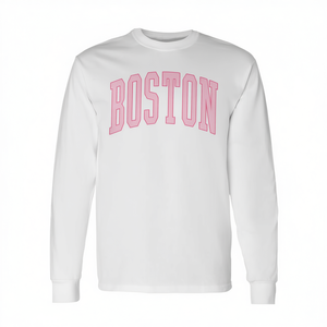 Camiseta Deportiva Vintage de Manga Larga Rosa Estilo Preppy Colección Boston - Camisetas Promocionales Premium - Product Image 2