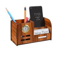 Organizador de escritorio de oficina de madera pulida a mano, diseño personalizado, suministros de papelería multifuncionales, organizador de escritorio