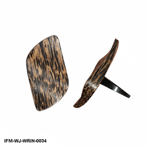 Anillo de Madera de Palma Natural Hecho a Mano, Joyería de Madera Sostenible, Banda Geométrica Orgánica Atrevida - Product Image 3