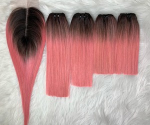 Paquetes de colores Ombre de cabello humano superior con cierre Extensiones de cabello ondulado suelto para todas las mujeres Paquetes de cabello humano Tejido de cabello crudo - Product Image 5