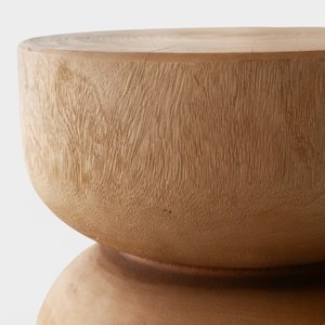 Taburete de Madera de Suar Maciza, Tallado a Mano, Ecológico, Duradero, con Acabado Natural Escultural, Reposapiés de Madera de Monkeypod, Moderno - Product Image 4