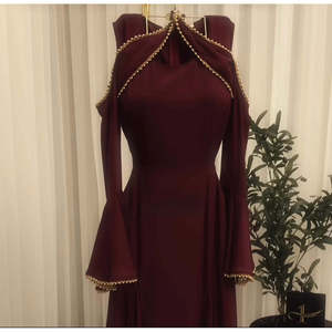 Vestido Maxi Moderno y Elegante, Transpirable, para Adultos, Silueta en A, Escote Cruzado, Diseño Asimétrico, Estilo Árabe - Product Image 3