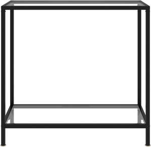 โต๊ะคอนโซลกระจกนิรภัยทันสมัยพร้อมโครงโลหะและชั้นวางของ - Product Image 1