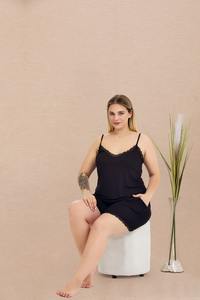 Ensemble de pyjama pour femmes grandes tailles, haut à manches courtes et short, vêtements de nuit confortables, vêtements de maison de grande taille - Product Image 2