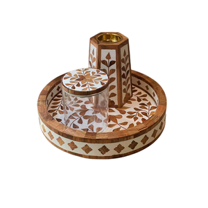 Advantageous Design <b>Bakhoor</b> Burner Mabkhara With Tray And Acrylic Box Handmade Wooden And Mop Work <b>Oud</b> Burner Mabkhars - Product Image 2