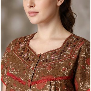 Camisón Largo de Tela Tejida Alpina Premium con Bolsillo Lateral y Bordado, Camisón Maxi Suave y Transpirable para Mujer, Suministro ODM - Product Image 6