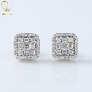 Boucles d'oreilles diamant en forme de coeur, boucles d'oreilles diamant Moissanite coupe baguette, boucles d'oreilles diamant cluster, cadeau de la Saint-Valentin - Product Image 6