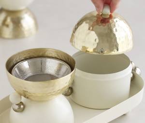 ชุดเตาเผาเครื่องหอมโลหะหรูหรา พร้อมฝาปิดและถาด ที่วางเครื่องหอมอโรมาเธอราพีทันสมัย ของตกแต่งบ้านสำหรับเดือนรอมฎอน ของขวัญ - Product Image 6