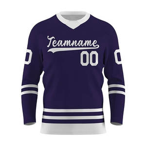 Maillot de hockey sur glace personnalisé, col en V, écologique, séchage rapide, polyester/coton, uniforme d'entraînement pour adultes unisexes - Product Image 1