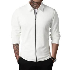 2024 Summer Popular Men's Long Sleeve Zipper <b>Cardigan</b> Waffle Outdoor Polo Collar Jacket Casual Sports <b>Coat</b> Nick Garment Dyed - Product Image 5