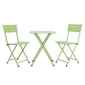 Contemporary <b>Garden</b> Dining Set <b>Foldable</b> Iron <b>Table</b> & Chair 3 Colors Outdoor Furniture CBCF156 - Product Image 1