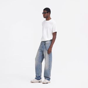 Baggy Denim Jeans pour hommes jambe large coupe ample Streetwear Blue Rock Dirt Cachemire confortable Durable Style décontracté - Product Image 4