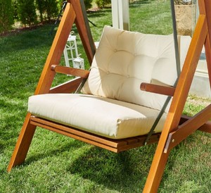 Sang trọng rắn gỗ tếch ngoài trời Vườn Patio ban công đu ghế với tán đệm thiết kế hiện đại chỗ ngồi <span class=keywords><strong>2</strong></span> người để thư giãn - Product Image 4