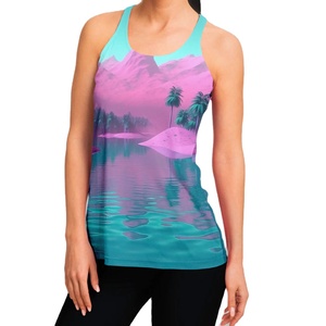 Camiseta sin mangas para mujer, chaleco de viaje para gimnasio, camiseta sin mangas para correr, camiseta sin mangas con logotipo personalizado, camiseta sin mangas con sublimación - Product Image 1