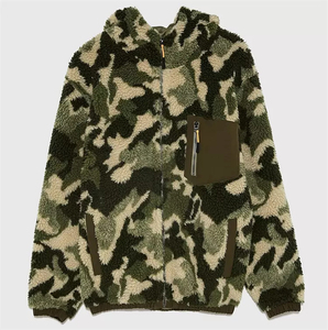 OEM Wholesale Custom Heavy Winter Men <b>Camo</b> Shearling <b>Jacket</b> Customized Fashion Fleece Sherpa Hoodies <b>Jacket</b> for Mens - Product Image 1