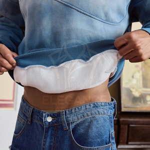 Sweat à capuche brodé dégradé à manches longues doublé polaire coupe ample pour hommes, pull à capuche surdimensionné à la mode pour hommes - Product Image 5